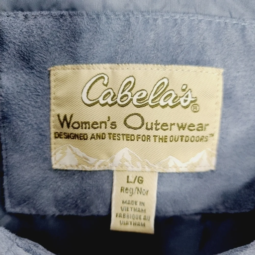 Cabela’s Women's Diamond Quilted Faux Suede Button Up Vest Slate Gray Size Large